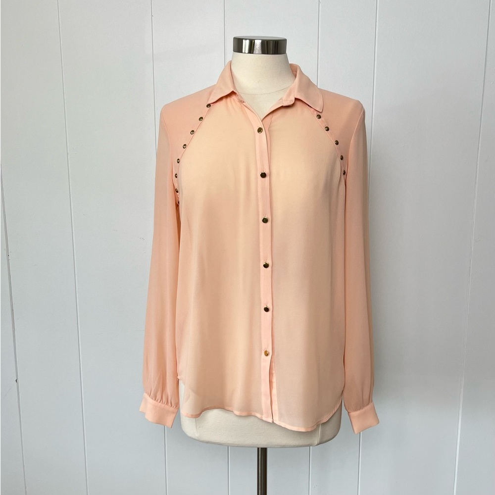 Chloe K Long Sleeve Button Down Blouse Sz S